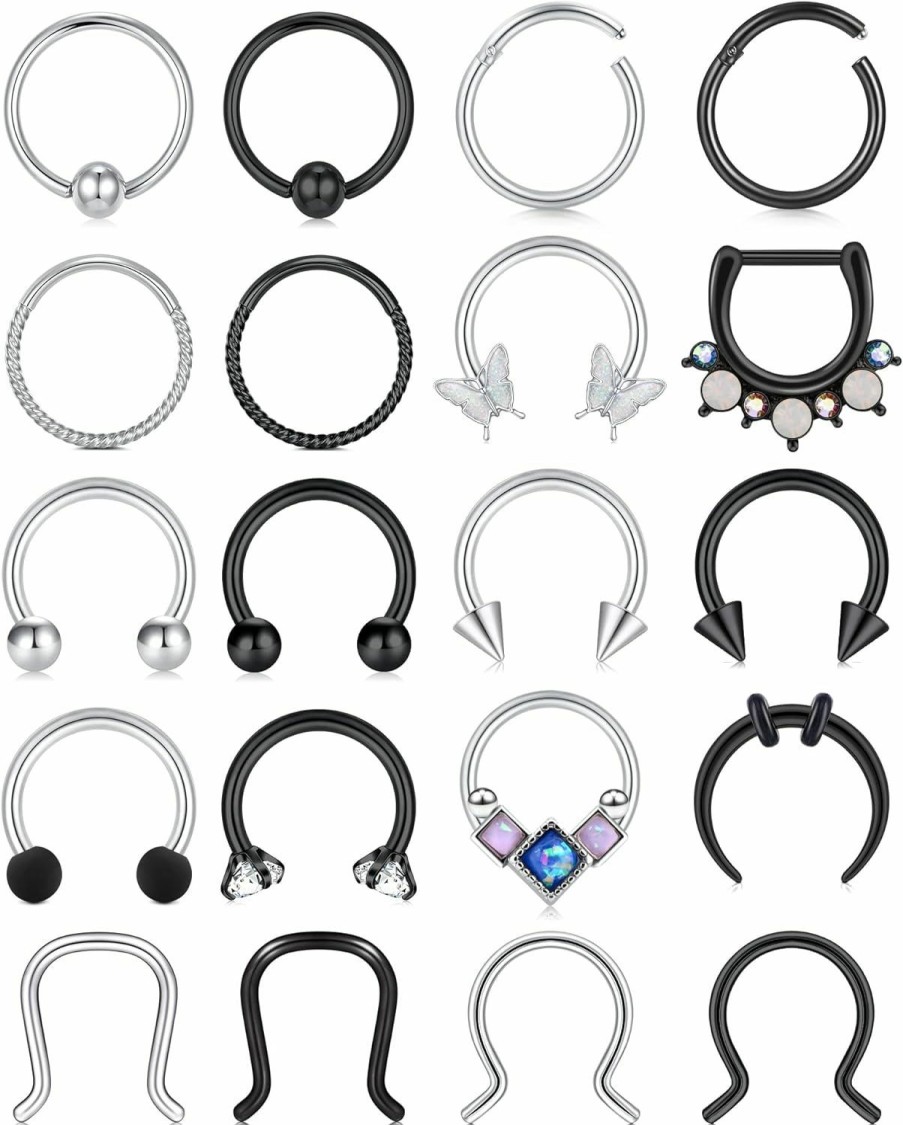 Anicina Anicina 16G Septum Rings Hoop Septum Jewelry Septum Nose Ring Horseshoe Stainless Steel Cartilage Earrings Hoop Helix Tragus Septum Piercing Jewerly Faux Body Piercing Jewelry