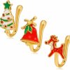 Roe Dolph 3 Pcs Christmas Nose Rings For Women Adjustable Non-Piercing Nose Rings Cute Jingle Bell Reindeer Christmas Tree Nose Ring Enamel Fake U-Shaped Nose Rings For Girls Christmas Gifts Clearance Under 5 Dollar Items Faux Body Piercing Jewelry