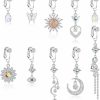 FINREZIO Finrezio 10Pcs Fake Belly Ring For Women Stainless Steel Clip On Belly Button Rings Dangle Navel Rings Cz Opal Evil Eye Moon Butterfly Non Piercing Fake Belly Piercing Jewelry Faux Body Piercing Jewelry