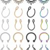 MDFUN Mdfun Fake Septum Nose Rings Hoop Stainless Steel Faux Lip Ear Nose Ring Non Piercing Clip On Nose Rings Septum Jewelry For Women Men 20Pcs Valentines Day Jewelry Gifts Faux Body Piercing Jewelry