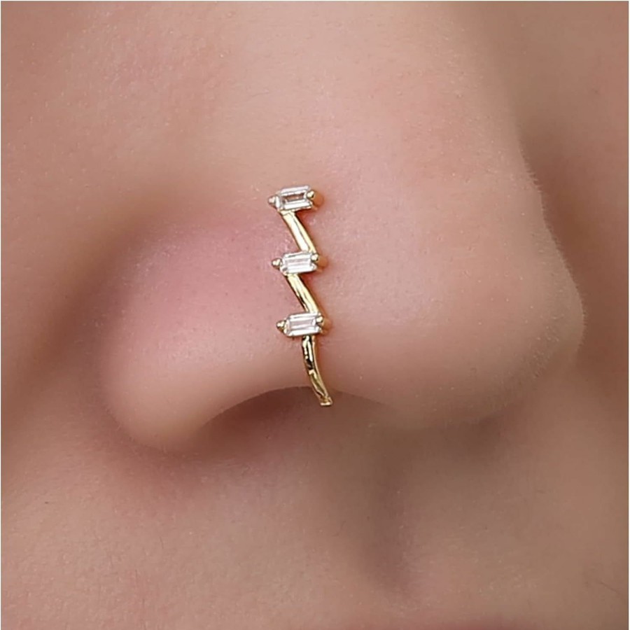 Andelaisi Andelaisi Punk Crystal Square Nose Ring Gold Geometric Nose Cuff Hoop Ring Vintage Square Fake Nose Ring Non Pierced Nose Ring Gothic Clip On Nose Ring Jewelry For Women And Girls Faux Body Piercing Jewelry