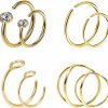 NICITY Nicity 8Pcs Gold Fake Nose Ring Set Non Piercing Nose Rings For Women Men Girl Faux Body Piercing Jewelry