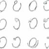 PESOENTH Pesoenth 12Pcs 20G Silver Gold Nose Rings 8Mm Surgical Steel C Shape Fake Nose Hoop Ring Double Hoop Nose Piercing Jewelry For Women Girls Men Faux Body Piercing Jewelry