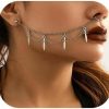 Denifery Denifery Punk Nose Rings Hoop Chain Fake Septum Ring Non Piercing Nose Rings With Chain Nose To Ear Chain Nose Ring Hiphop Jewelry For Women And Girls (Style 3) Faux Body Piercing Jewelry