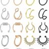 QWALIT Qwalit Fake Nose Ring Fake Septum Fake Nose Rings For Women Fake Nose Piercing Fake Septum Ring Fake Septum Piercing Faux Nose Rings For Women Fake Nose Ring Hoop Fake Lip Ring Faux Body Piercing Jewelry