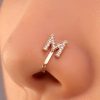 Zeshimb Zeshimb Crystal Initial Nose Ring Gold Fake Septum Nose Rings Copper Inlaid Zircon Letter A Nose Cuff Tiny Alphabet U-Shaped Clip On Nose Ring Bendable Non Piercing Nose Jewelry For Women Girls Faux Body Piercing Jewelry