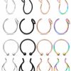 Kridzisw Kridzisw 20G Fake Septum Rings Faux Nose Rings Hoop For Women Men Surgical Steel Hypoallergenic Clip On Non Piercing Septum Nose Nostril Rings Hoop Piewrcing Jewelry 24Pcs Faux Body Piercing Jewelry