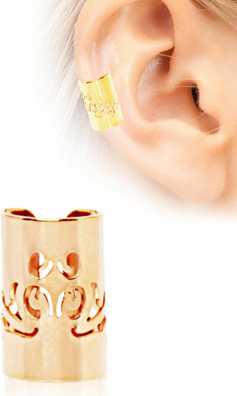 Little Aiden Little Aiden Rose Gold Plated Baroque Patterned Cartilage Ear Cuff 316L Stainless Steel Faux Body Piercing Jewelry