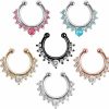 XUKEKOY Xukekoy 6Pcs Fake Septum Clicker Nose Ring Rhinestone Non Piercing Hanger Clip Body Jewelry Faux Body Piercing Jewelry