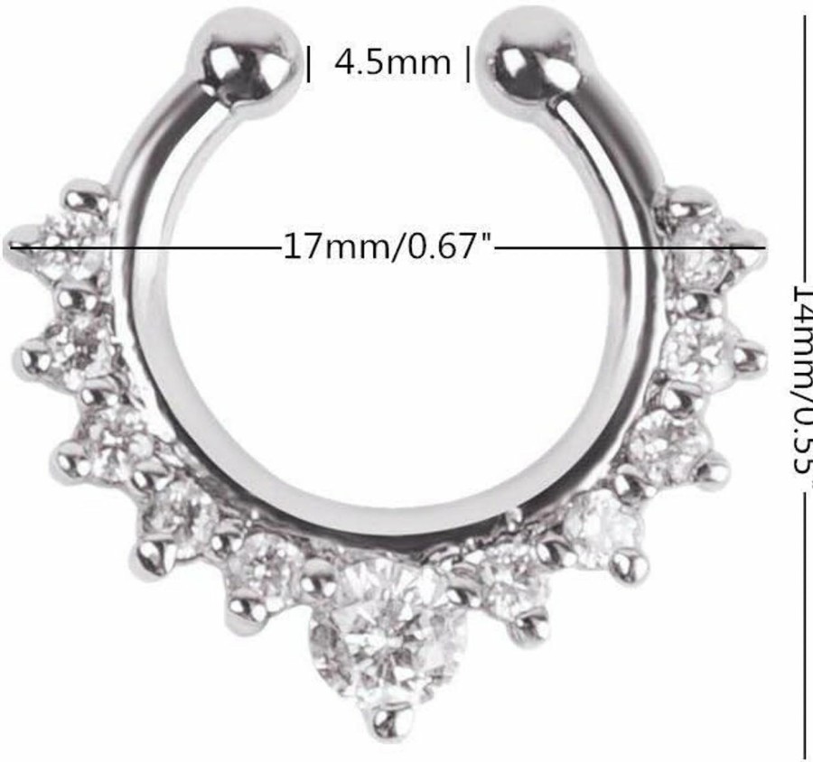 XUKEKOY Xukekoy 6Pcs Fake Septum Clicker Nose Ring Rhinestone Non Piercing Hanger Clip Body Jewelry Faux Body Piercing Jewelry