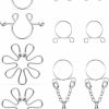 Prjndjw Prjndjw Fake Nipple Rings Stainless Steel Fake Nipple Piercing Faux Nipple Ring Non Piercings Adjustable Nipple Rings Clip-On For Women Body Piercing Jewelry Faux Body Piercing Jewelry