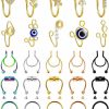 ZOERAY Zoeray 25Pcs Fake Nose Ring Nose Cuffs Fake Septum African Clip On Faux Septum Nose Ring Non Pierced Nose Hoop Heart Star Shape Multi-Style For Women Men Girls Faux Body Piercing Jewelry