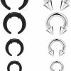 Tvalccoy Tvalccoy Septum Stretching Kit 14G-4G Big Septum Rings Jewelry Septum Piercing Kit Black Septum Piercing Jewelry Septum Pincher Horseshoe Internally Threaded Faux Body Piercing Jewelry