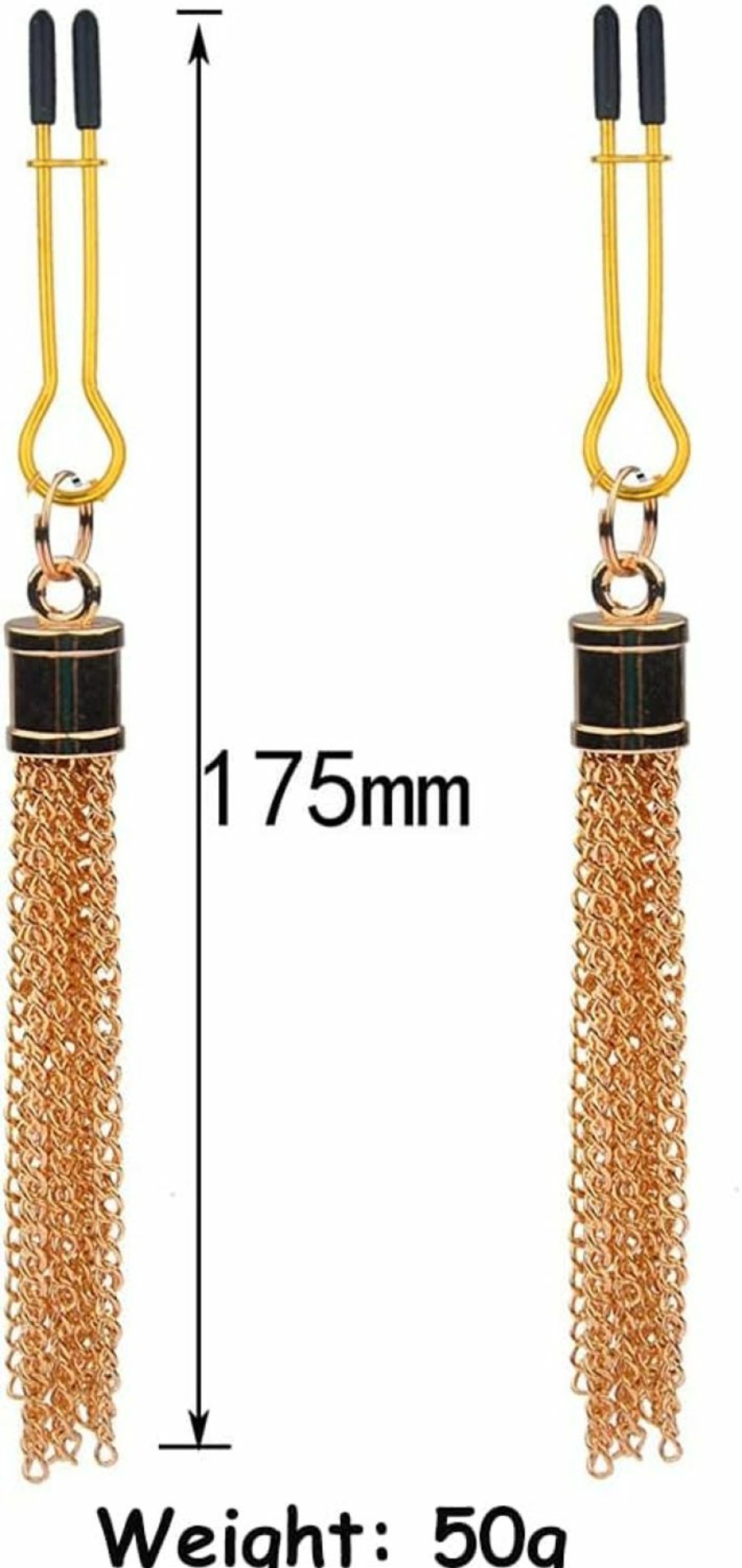 CJKDXDH Adjustable Nipple Clips With Tassel Non Piercing Breast Nipple Clamps Metal Pendant Rave Nipple Accessories Jewelry (Gold B) Faux Body Piercing Jewelry