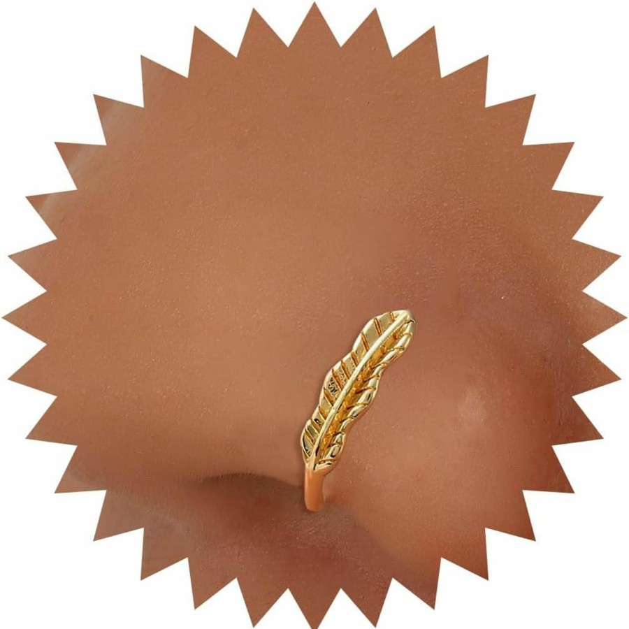 Yheakne Boho Feather Nose Ring Gold Feather Nose Cuff Gold Leaf Septum Nose Rings U Shaped Clip On Nose Stud Vintage Hoop Nose Piercing Jewelry For Women And Girls Faux Body Piercing Jewelry