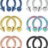 Ruifan Ruifan 12Pcs 12G Surgical Steel Nose Pa Septum Horseshoe Hoop Earring Eyebrow Tragus Lip Piercing Ring Faux Body Piercing Jewelry