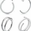 QWALIT Qwalit Nose Rings Hoops Half Hoop Nose Ring Double Nose Hoops Cartilage Hoop Earring Cartilage Earring Hoop Helix Hoop Earring Small Hoop Earrings For Cartilage Tragus Hoops 22G 20G 18G Faux Body Piercing Jewelry