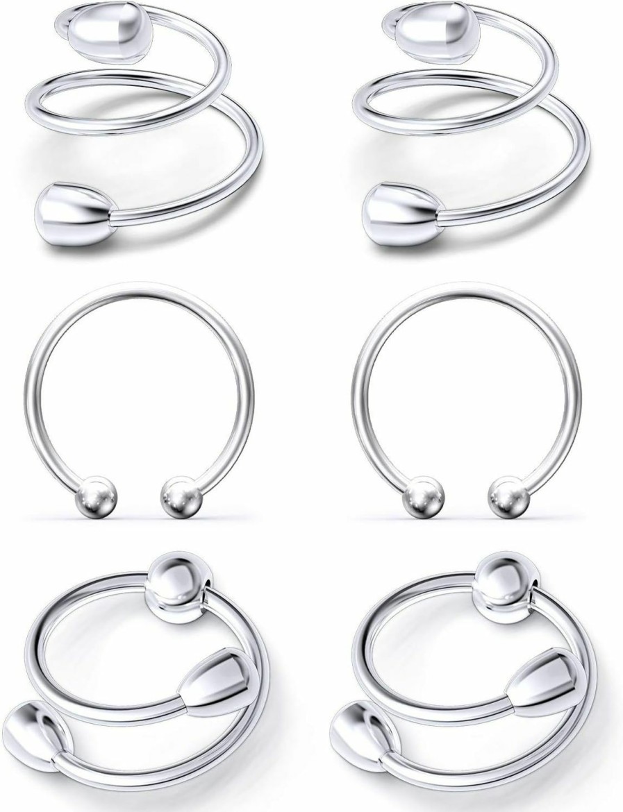 Ftovosyo Ftovosyo Non-Piercing Nipplerings For Women Adjustable Fake Nipple Rings Piercing 316L Stainless Steel Faux Nipple Jewelry 3 Pairs Faux Body Piercing Jewelry