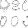 Xiyantiji Xiyantiji Fake Nose Ring Fake Septum Nose Hoop Rings Cartilage Earring Lip Rings Faux Nose Cuff Non Pierced Clip On Nose Rings For Women Girls 6Pcs Faux Body Piercing Jewelry