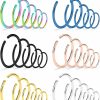 Dyknasz Dyknasz 15-30Pcs 22-18G Nose Rings Hoop Surgical Steel Fake Nose Ring Tragus Cartilage Helix Piercing Earring Hoops Septum Lip Ring 6-14Mm For Women Men Faux Body Piercing Jewelry