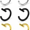 Ruifan Ruifan 14G T Shaped Stainless Steel Gothic Clip On Non Piercing Double Fake Cuff Lip Nose Ring Septum Hoop Women Girls Men 6Pcs Faux Body Piercing Jewelry