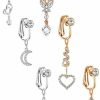 gofidin Gofidin Fake Belly Rings Clip On Umbilical Body Star Heart Earring Clip Cartilage Clip Faux Piercing Belly Button Rings Navel Clip On Body Jewelry Fake Belly Rings Faux Body Piercing Jewelry