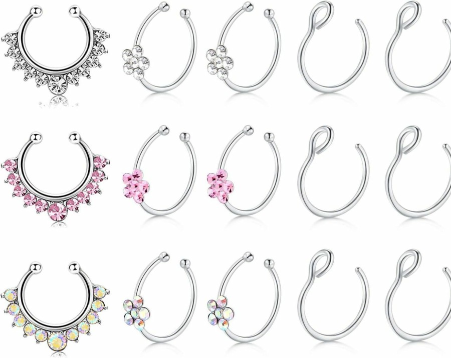 AVYRING Avyring Fake Nose Ring Fake Piercings Fake Nose Rings Nose Cuffs Fake Nose Piercing Fake Nose Hoop Faux Nose Rings For Women Faux Nose Ring Fake Piercing Fake Nose Cuff Sliver Gold Black Faux Body Piercing Jewelry