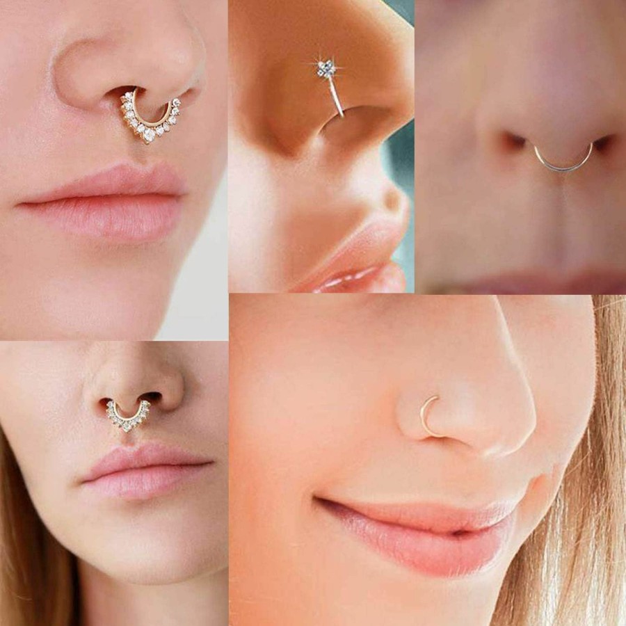 AVYRING Avyring Fake Nose Ring Fake Piercings Fake Nose Rings Nose Cuffs Fake Nose Piercing Fake Nose Hoop Faux Nose Rings For Women Faux Nose Ring Fake Piercing Fake Nose Cuff Sliver Gold Black Faux Body Piercing Jewelry