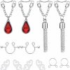 Hoeudjo Hoeudjo 4 Pairs Non-Piercing Nipple Rings For Women Fake Nipplerings Piercings Clip On Nipple Rings 316L Stainless Steel Faux Dangle Nipple Jewelry Faux Body Piercing Jewelry