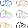 PunkTracker 24Pcs 20G Surgical Steel Fake Nose Rings Septum Ring Cartilage Nose Ring Hoop Piercings 6/8/10/12Mm Faux Body Piercing Jewelry