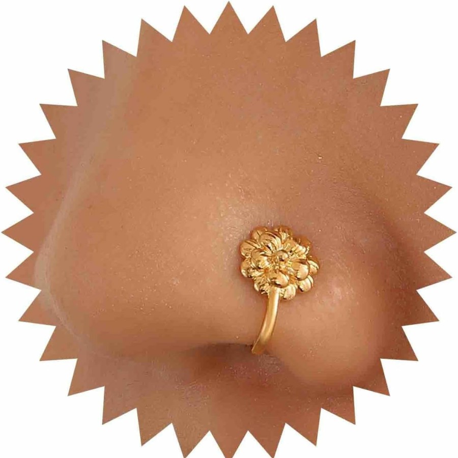 Erimberate Erimberate Gothic Nose Ring Gold Flower Nose Cuff Ring Flower Non Piercing Nose Ring Small Flower Nose Ring Hoop Jewelry For Women And Girls Gifts Faux Body Piercing Jewelry