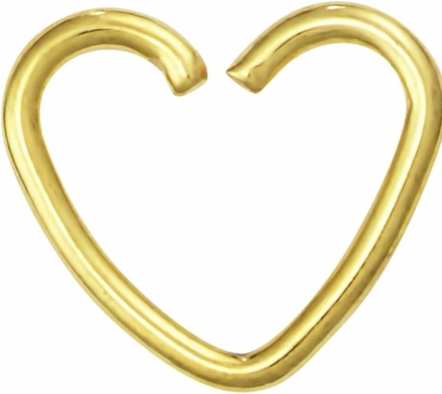 Forbidden Body Jewelry Fake Cartilage Earring: Ip Plated Surgical Steel Gold Heart Shaped Clip-On Cartilage Hoop Faux Body Piercing Jewelry