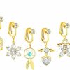 NEWITIN Newitin 10 Pieces Fake Belly Button Rings For Women Dangle Navel Ring Cubic Zirconia Non Piercing Belly Jewelry Clip On Belly Button Rings For Women Girls Faux Body Piercing Jewelry