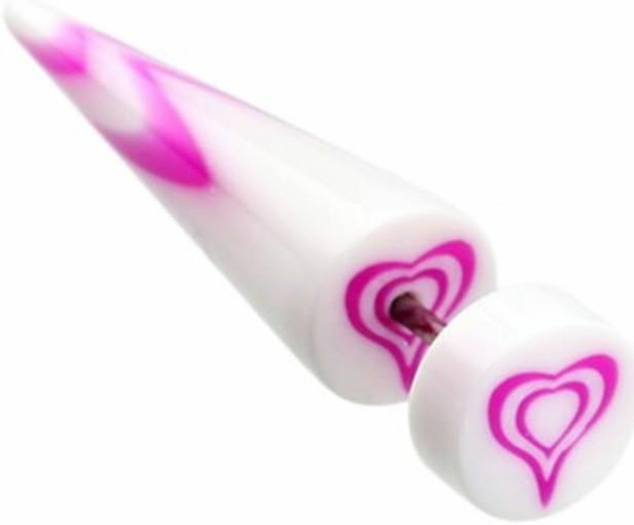 WildKlass Jewelry Retro Heart Uv Acrylic Wildklass Fake Tapers (Sold As Pair) Faux Body Piercing Jewelry