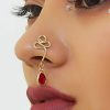 Zeshimb Zeshimb Crystal Clip On Nose Ring Cuff Faux Septum Nose Rings Cuff Indian Nose Cuff Ring Rhinestone Clip On Nose Ring Body Non Piercing Jewelry For Women Teen Girls Faux Body Piercing Jewelry