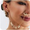 Wiwpar Wiwpar Gold Nose Rings Chain Hoop Chain Non Piercing Nose Hoop Chain Nose To Ear Chain Jewelry Nose Ring Body Jewelry For Women Girls Halloween Costume (Style2) Faux Body Piercing Jewelry