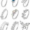 Magitaco Magitaco 9Pcs 20G Nose Ring Hoop Stainless Steel Paved Cz Cartilage Earrings Nose Piercing Jewelry For Women Men Faux Body Piercing Jewelry