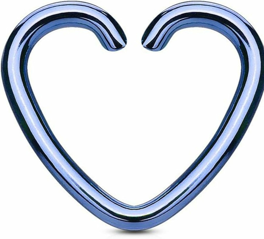 Amelia Fashion Amelia Fashion 16Ga Heart For Cartilage/Tragus/Daith And More Titanium Plated 316L Surgical Stainless Steel (Choose Color) Faux Body Piercing Jewelry