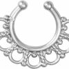 Forbidden Body Jewelry Non-Piercing Septum Jewelry: Tribal Fan Design Clip On Septum Hanger (No Piercing Required) Faux Body Piercing Jewelry