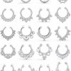 SCERRING Scerring Fake Septum Nose Hoop Rings Clear Cz Faux Non Pierced Clicker Hanger Nose Septum Ring Clip On Body Piercing Jewelry 20Pcs Faux Body Piercing Jewelry