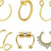 BLZ Blz Fake Nose Rings Fake Septum Fake Nose Ring Fake Nose Hoop Stainless Steel Faux Piercing Nose Rings Fake Septum Rings Fake Lip Ring Fake Helix Earring Non Pierced Jewelry For Women Men Faux Body Piercing Jewelry