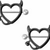 Fuqimanman2020 Fuqimanman2020 Unique Devil Heart Nipple Rings Surgical Steel Nipple Piercing Jewelry Sexy Piercings Nipple Hoops For Women Men Faux Body Piercing Jewelry