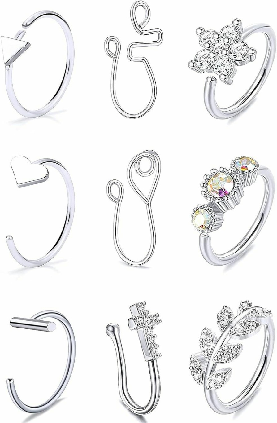 Prjndjw Prjndjw 20G Stainless Steel Nose Rings For Women Nose Piercing Jewelry Nostril Jewelry Big Nose Rings Real Nose Rings Nose Ring Pack For Men Body Piercing Jewelry Retainer Faux Body Piercing Jewelry