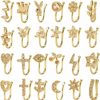 CrazyPiercing Crazypiercing 24Pcs Fake Nose Ring Cz African Nose Cuffs Gold Faux Septum Nose Rings Clip On Nose Jewelry For Woman Non Pierced Jewelry Faux Body Piercing Jewelry