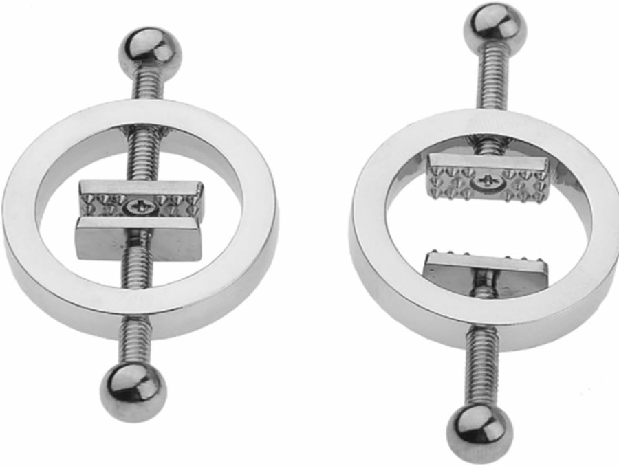 TWMUNJO Nipple Rings Stainless Steel Clip On Nipple Rings,Non-Piercing Nipples Shields Rings Nipple Rings, Adjustable Pressure Nipple Rings (B) Faux Body Piercing Jewelry