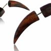 Earth Accessories Earth Accessories Spike Taper Fake Gauges For Women Or Men - Faux Gauge Earrings With Organic Wood And Surgical Steel - Fake Plugs Sold As A Pair In Black Or Brown Faux Body Piercing Jewelry