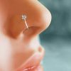 rodasue Kchex Small Thin Flower Clear Crystal Nose Ring Stud Hoop-Sparkly (Red) Faux Body Piercing Jewelry