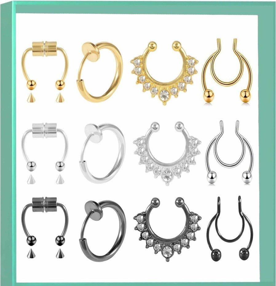 Amoina Amoina Fake Nose Ring Fake Piercings Fake Nose Rings Nose Cuffs Fake Nose Piercing Fake Nose Hoop Faux Nose Rings For Women Faux Nose Ring Fake Piercing Fake Nose Cuff Faux Body Piercing Jewelry