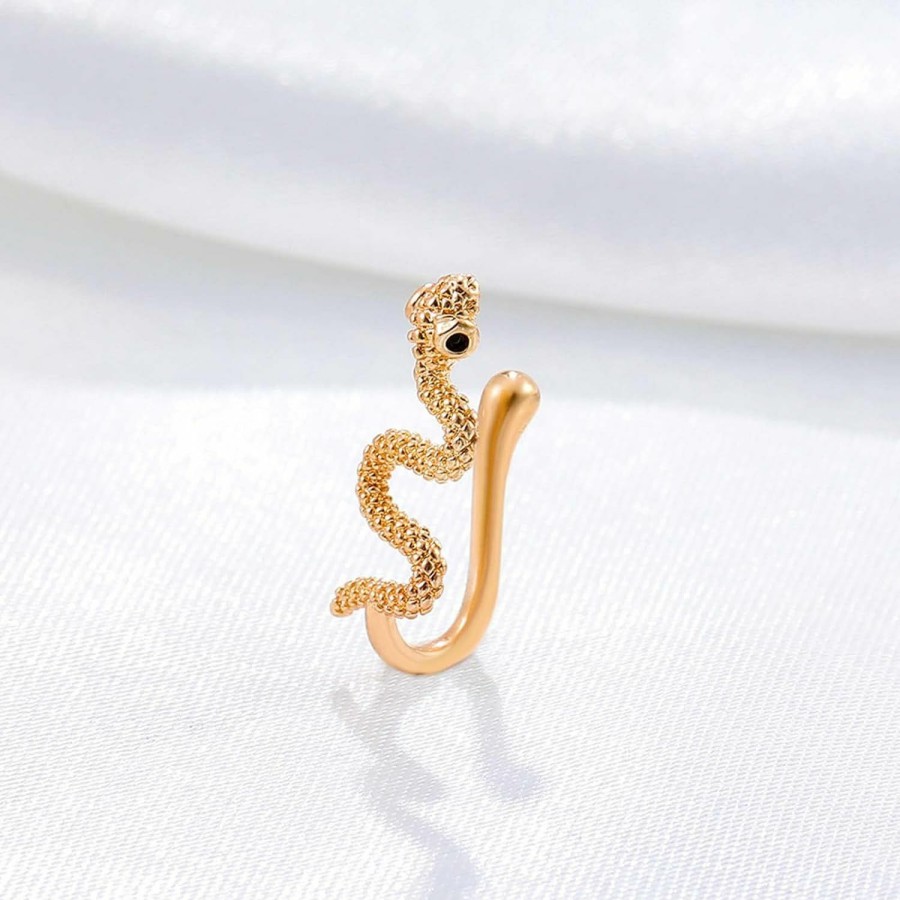 Zeshimb Zeshimb Snake Nose Ring Stud Tiny Clip On Nose Ring Nose Stud Faux Septum Nose Rings African Nose Cuff Gold Clip On Non Pierced Nose Ring Body Non Piercing Jewelry For Women Girls Faux Body Piercing Jewelry