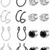 MODRSA Modrsa Fake Nose Ring Hoop Fake Septum Fake Nose Ring Fake Septum Nose Ring Fake Nose Piercing Fake Nose Ring Stud Double Fake Noe Rings For Women Men Faux Body Piercing Jewelry